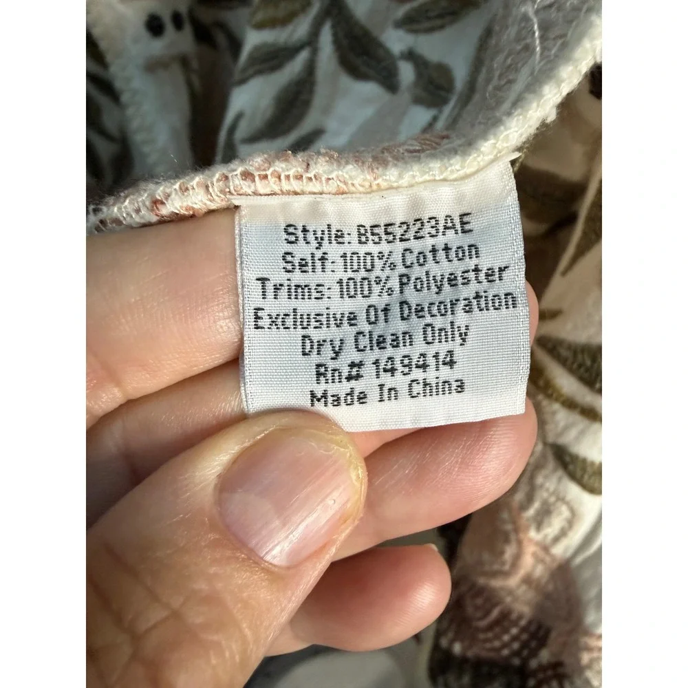 Biya Johnny Was Teresa Embroidered Hooded Cardigan Duster Ecru Bird Floral Small